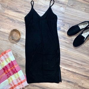Black velvet slip dress